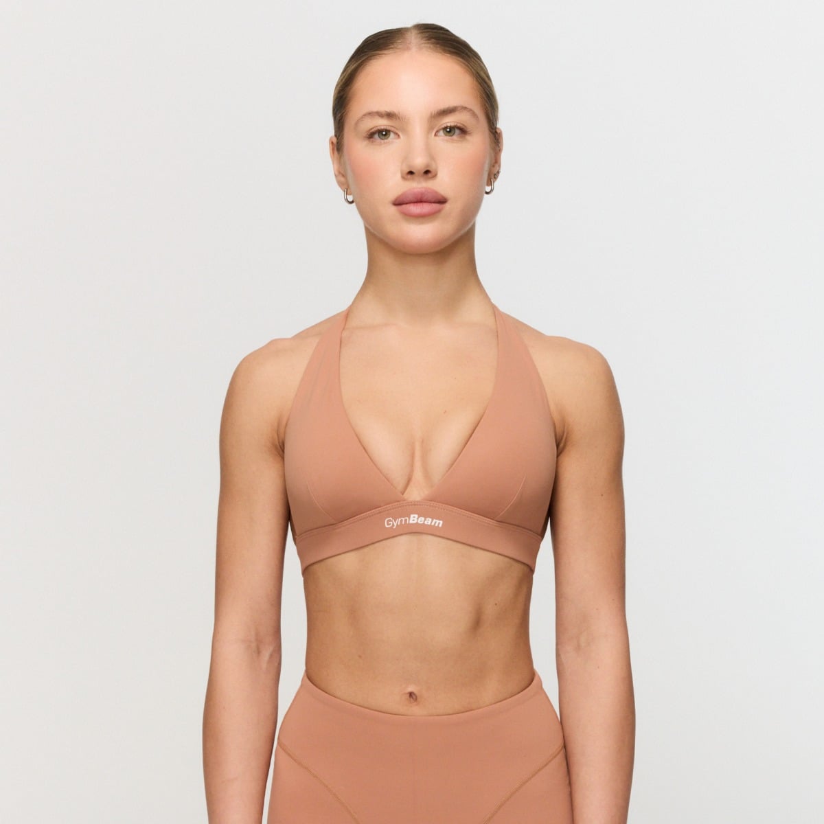 Fierce Halter Sports Bra Caramel - GymBeam