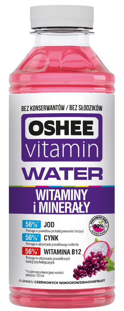 OSHEE Vitamin Water Vitamins & Minerals 555 ml red grape / dragon fruit