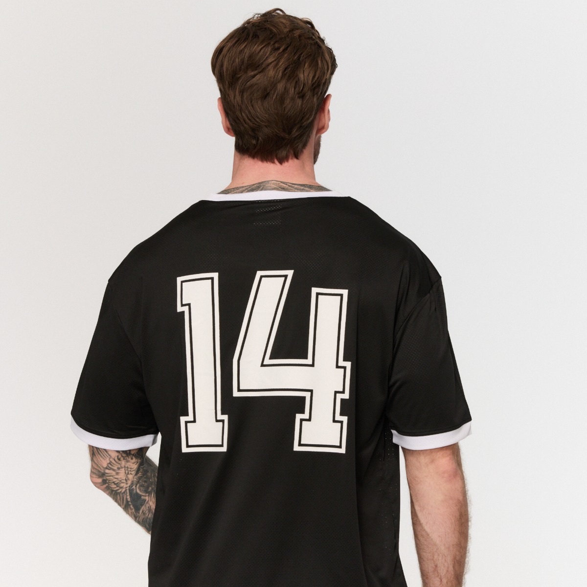 Oversized Varsity T-shirt Black - GymBeam