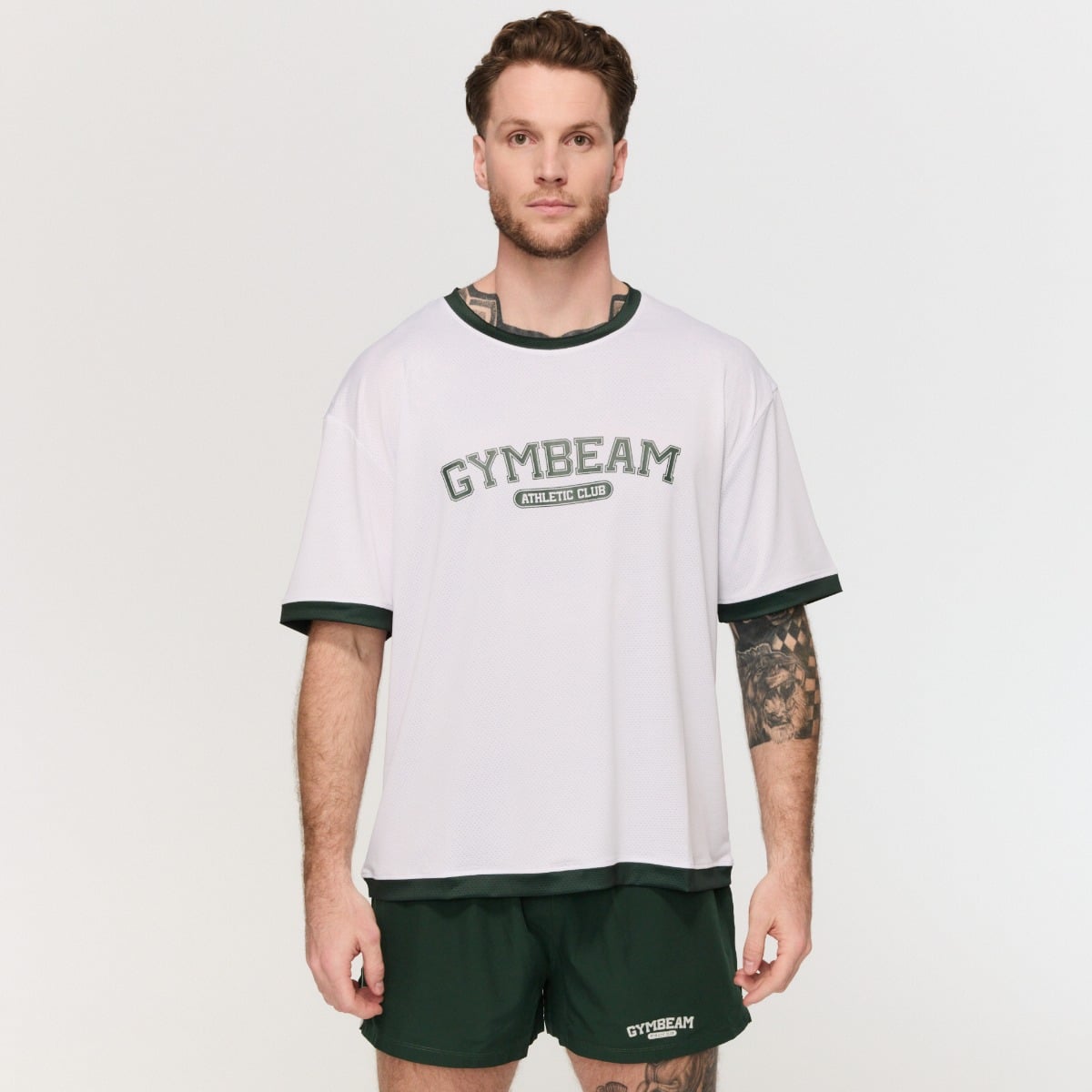 Oversized Varsity T-Shirt White - GymBeam