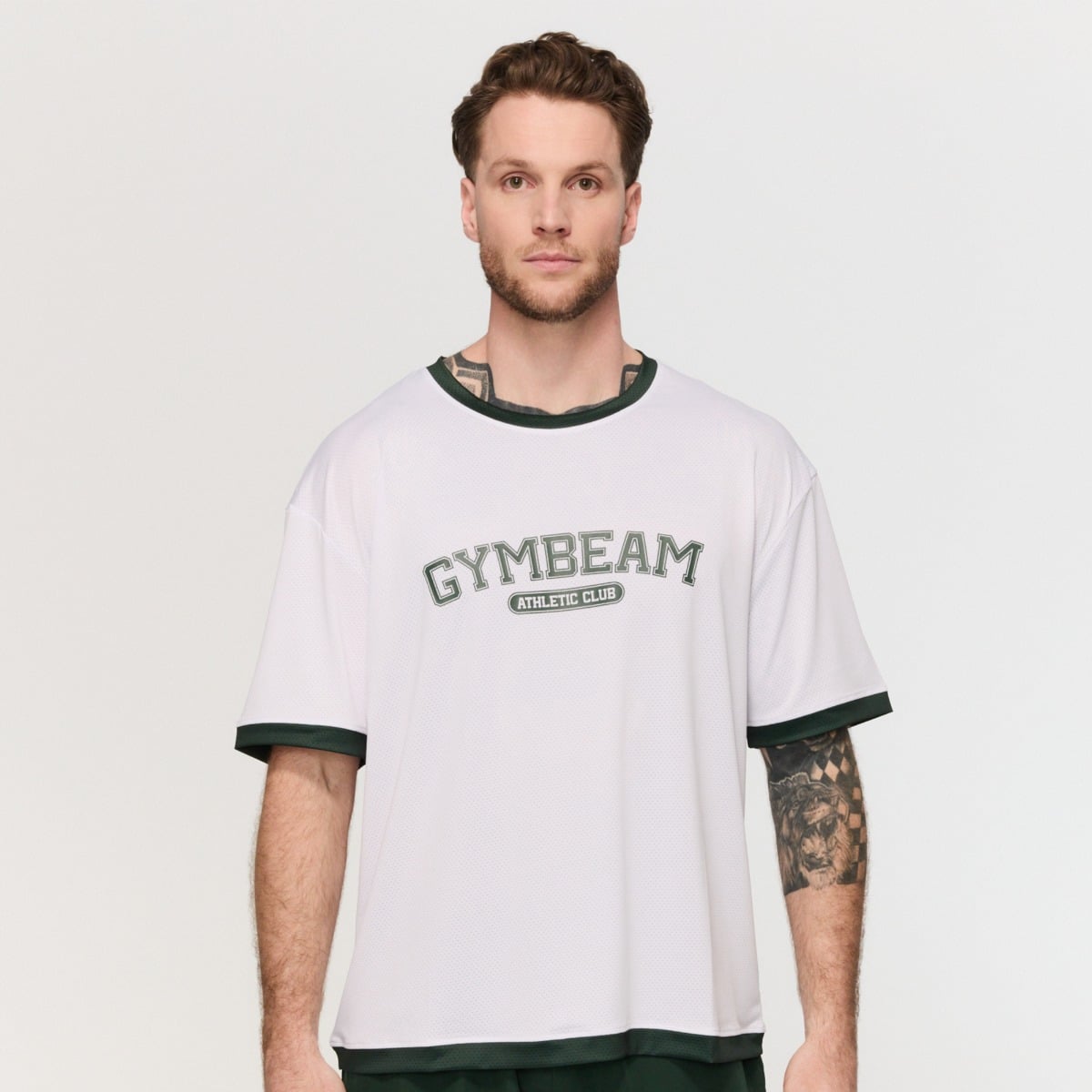 Oversized Varsity T-Shirt White - GymBeam