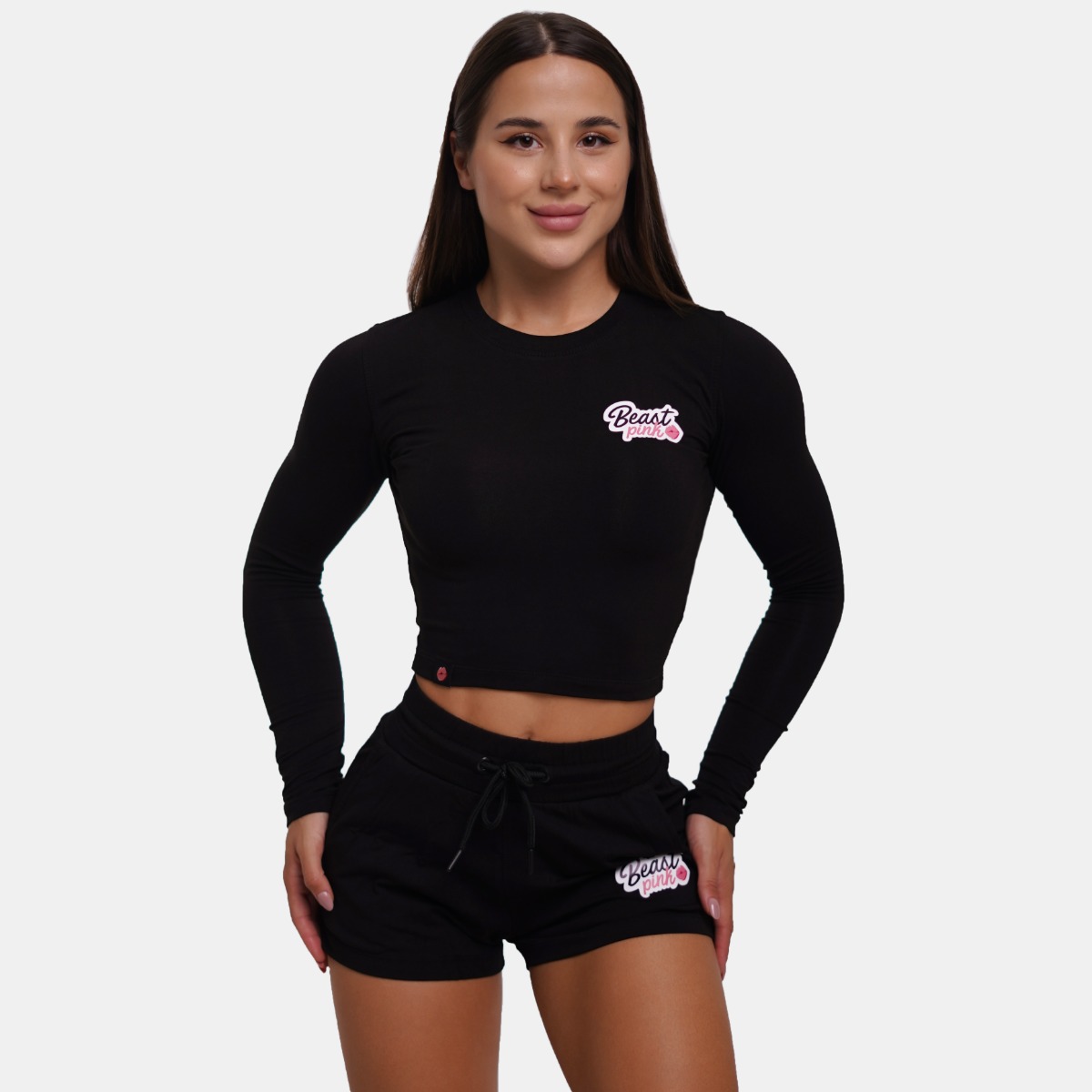 Γυναικείο CropTop Long Sleeve Black - BeastPink