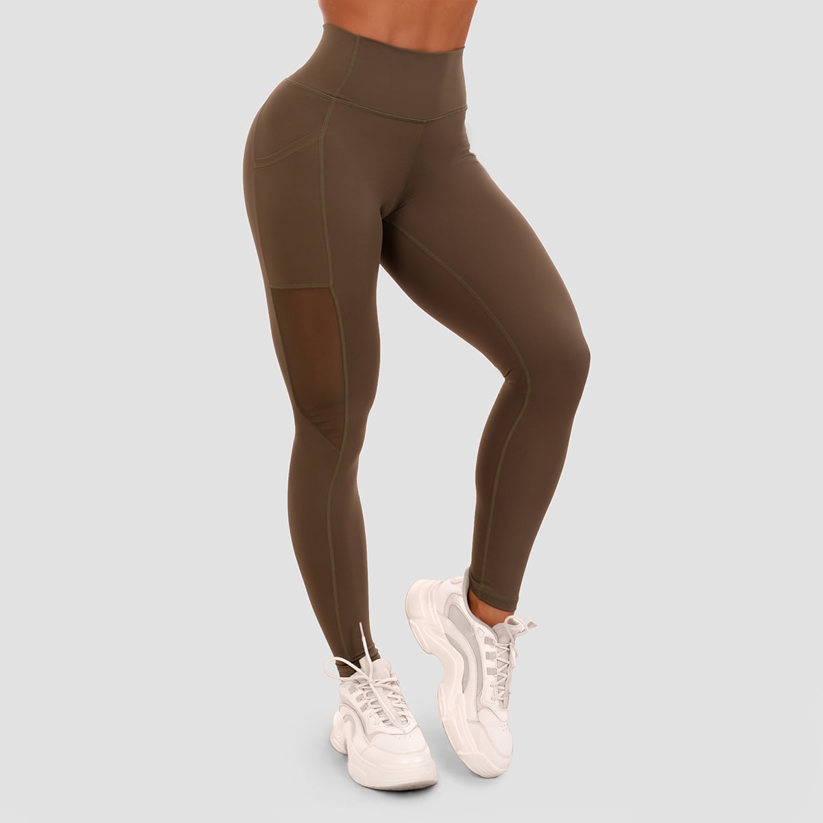 Γυναικείο Κολάν Mesh Panel Olive – GymBeam