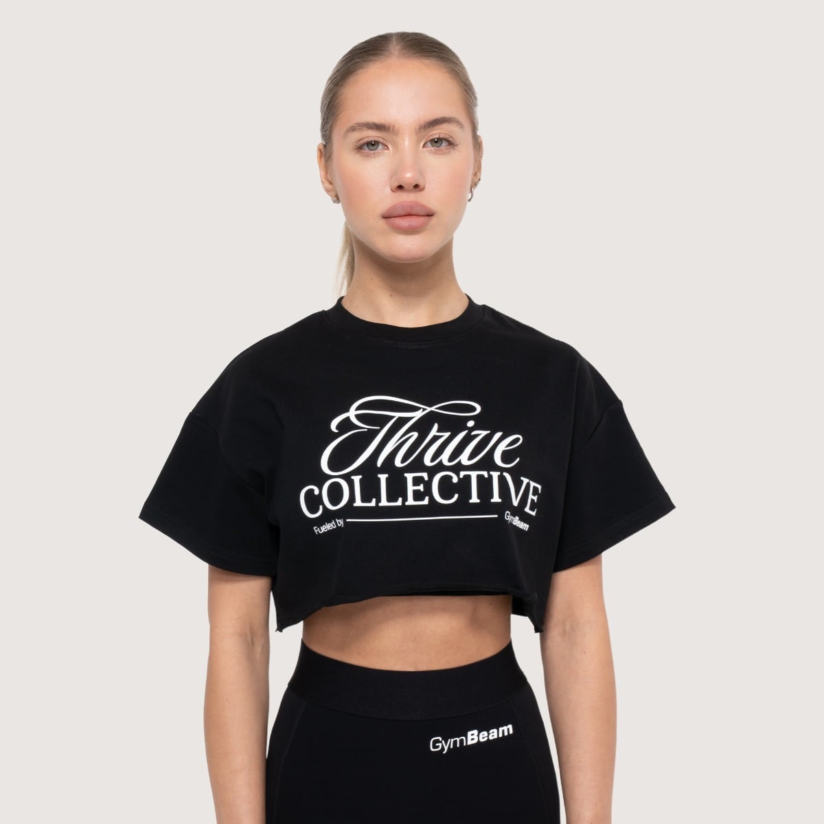 Γυναικείο Thrive Cropped T-shirt Black - GymBeam