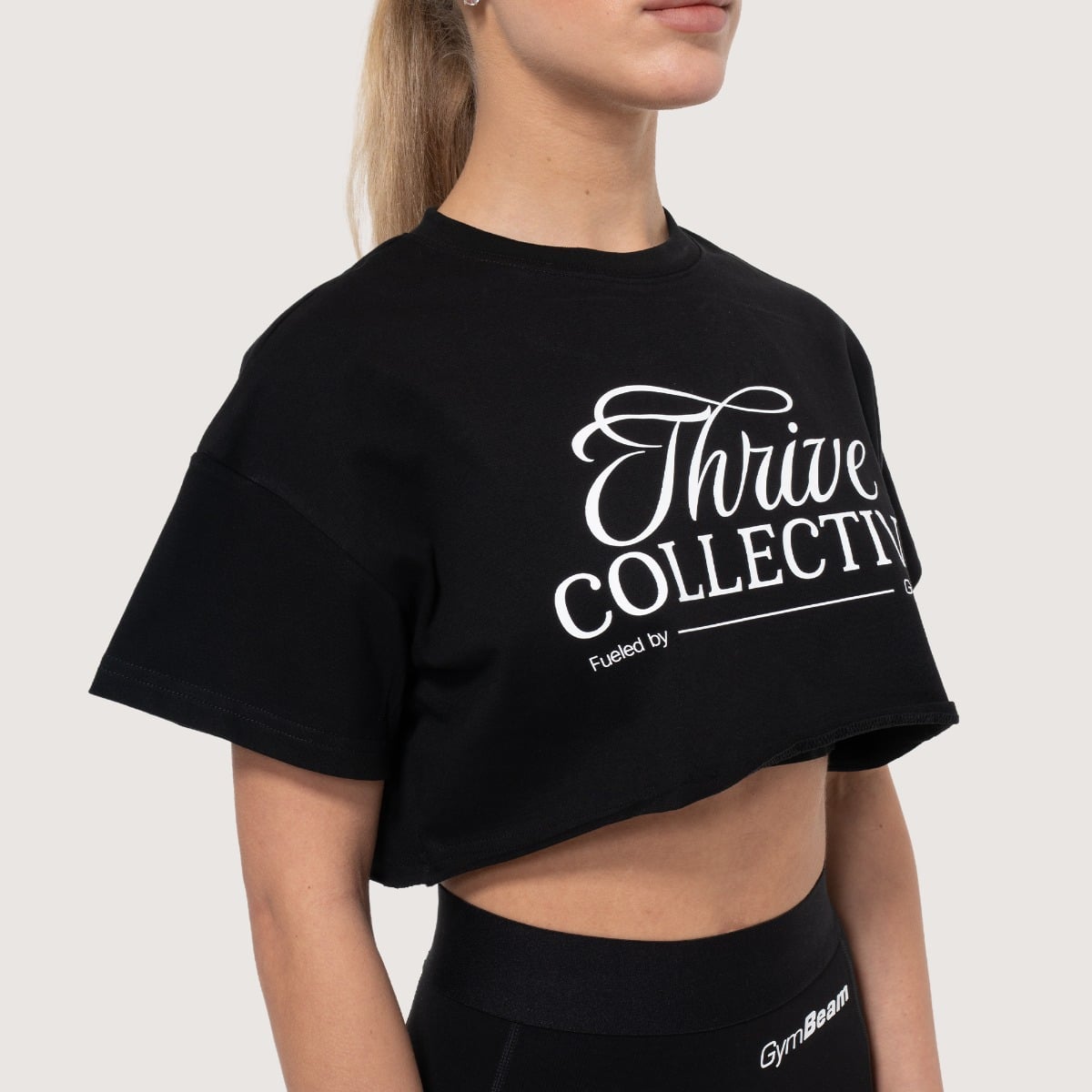 Γυναικείο Thrive Cropped T-shirt Black - GymBeam