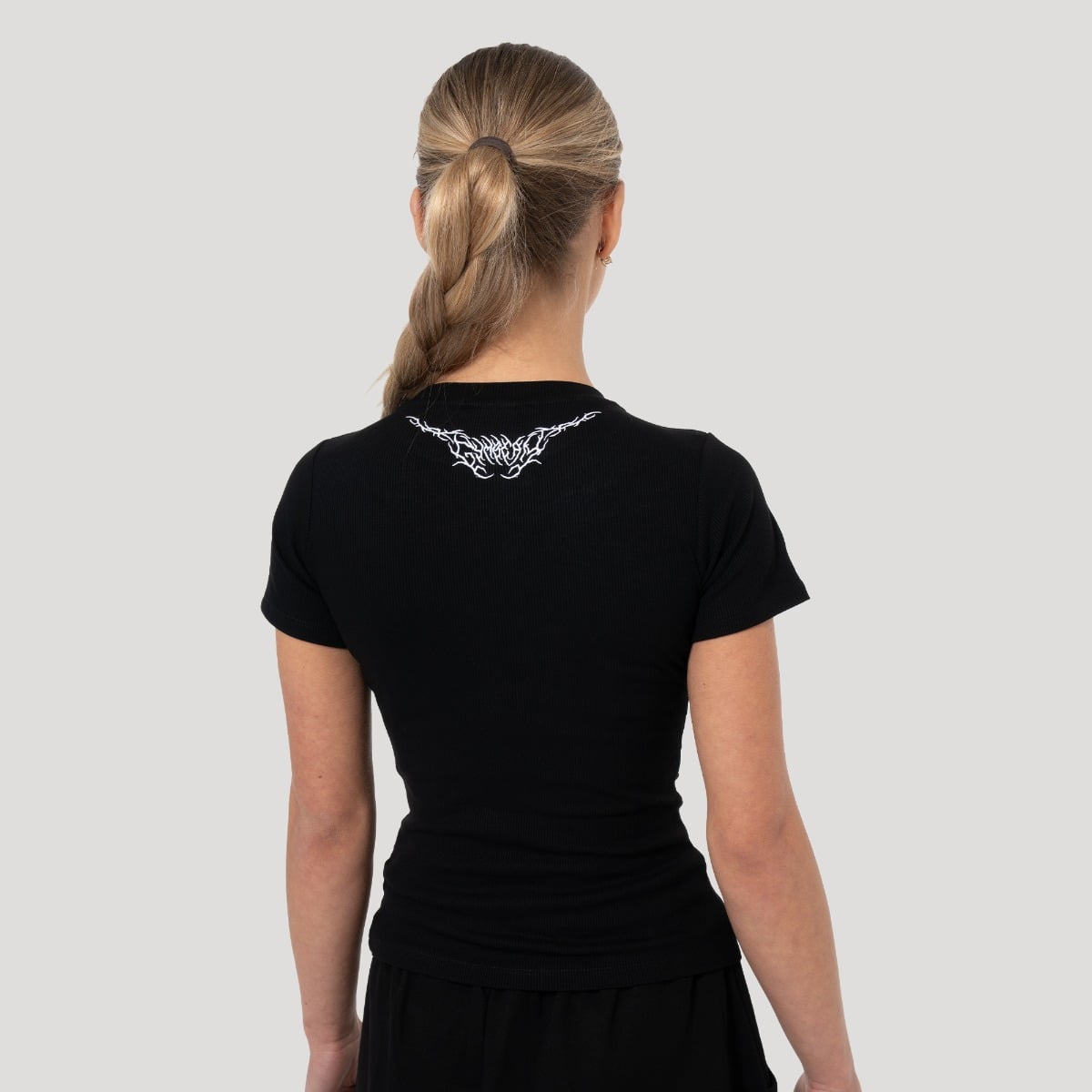 Women‘s Tribal Ribbed T-shirt Black - GymBeam