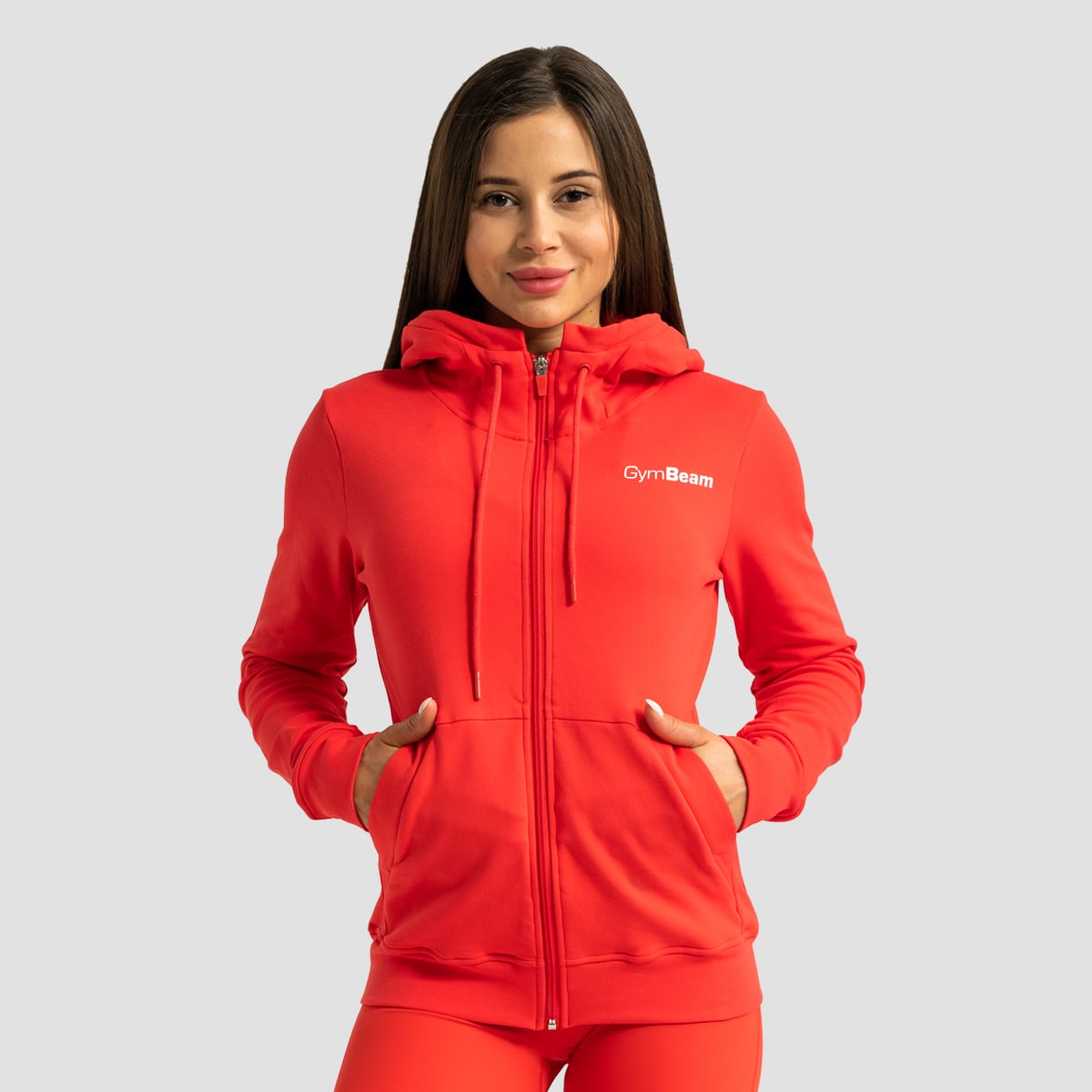 Γυναικείο Limitless Zip Up Hoodie Hot Red - GymBeam