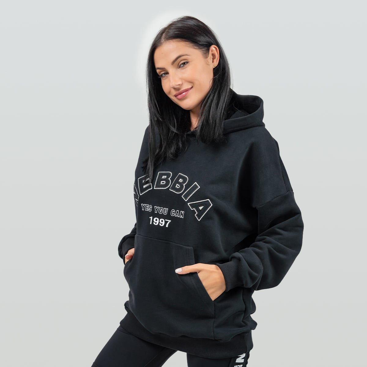 Women‘s Gym Rat Oversized Hoodie Black - NEBBIA