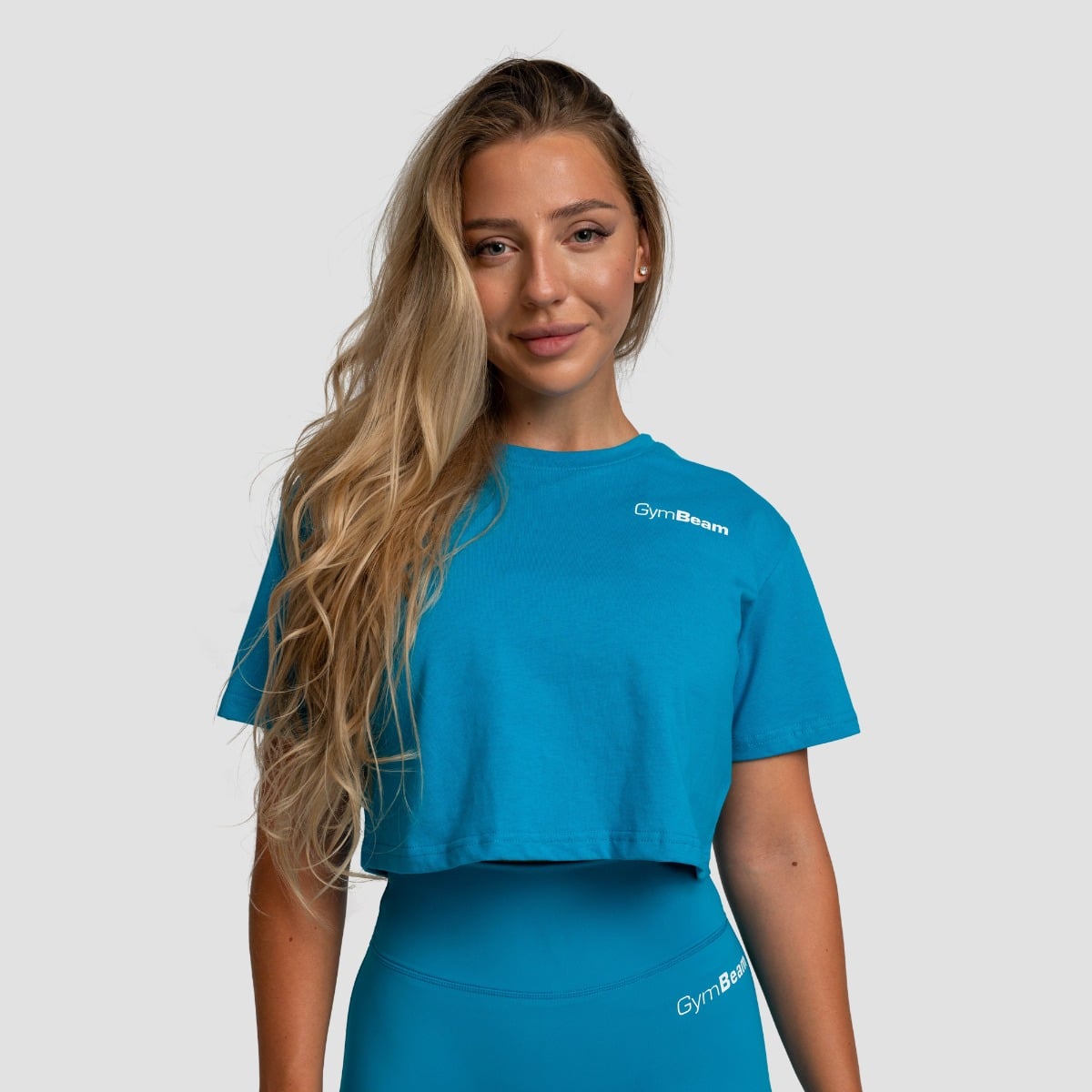 Γυναικείο Limitless Cropped T-shirt Aquamarine - GymBeam