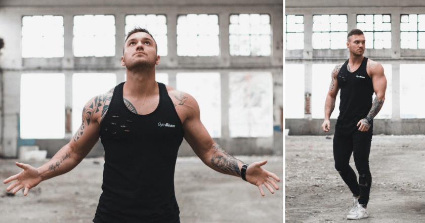 Men’s undershirt Ripped Tank Top Black - GymBeam