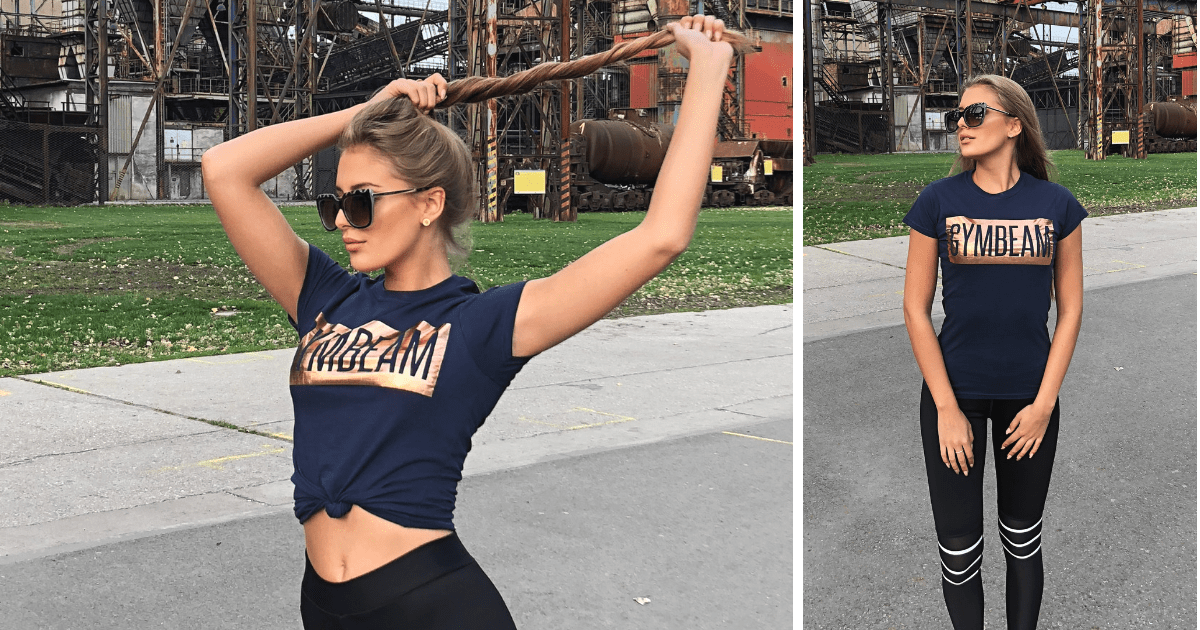 T-shirt Box Logo Navy Rosegold