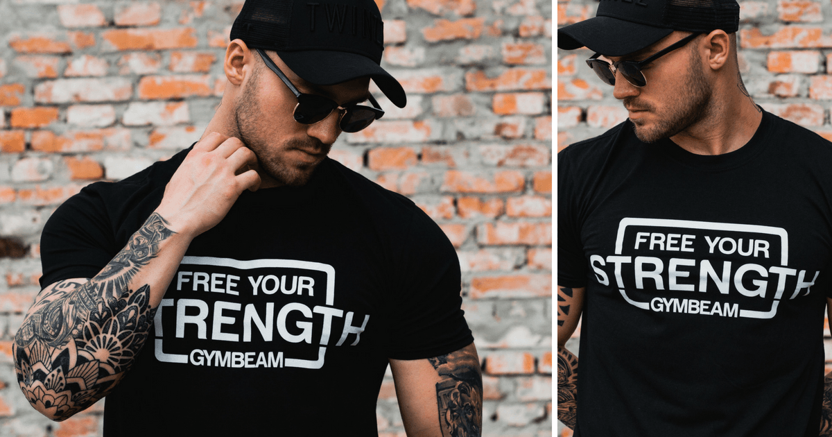 Aνδρικά T-Shirt Free Your Strength Black White - GymBeam