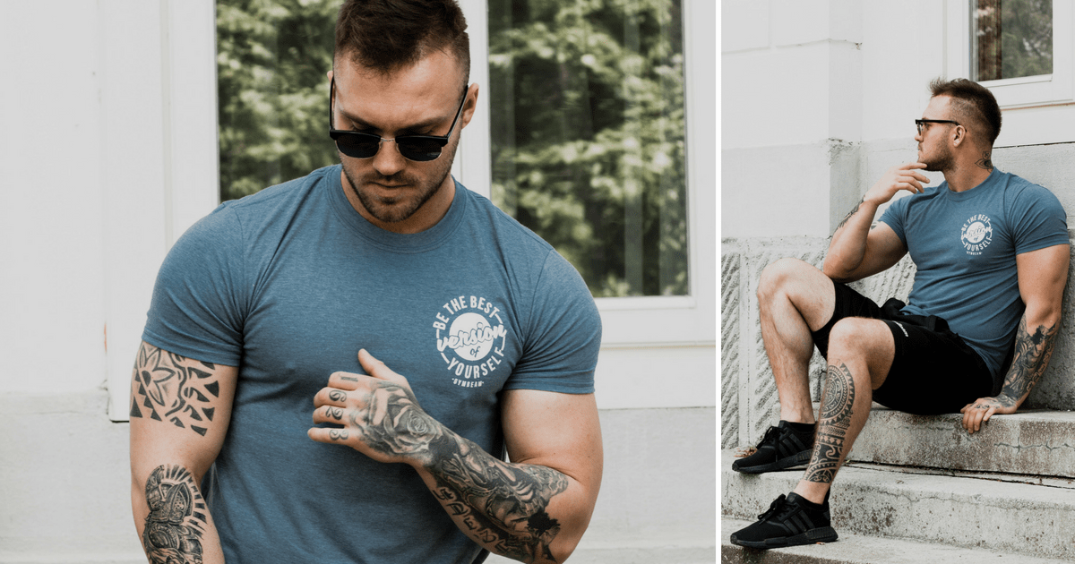 Aνδρικά T-Shirt The Best Version Indigo White - GymBeam