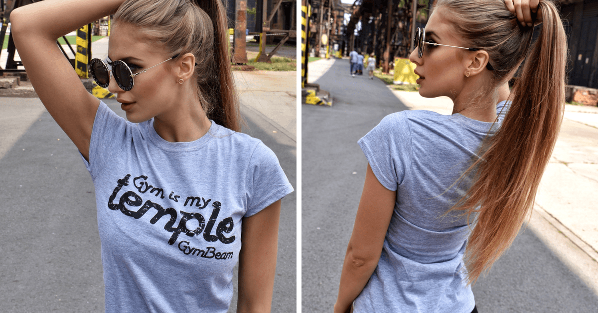 Yυναικεία T-Shirt  Temple Grey Black - GymBeam