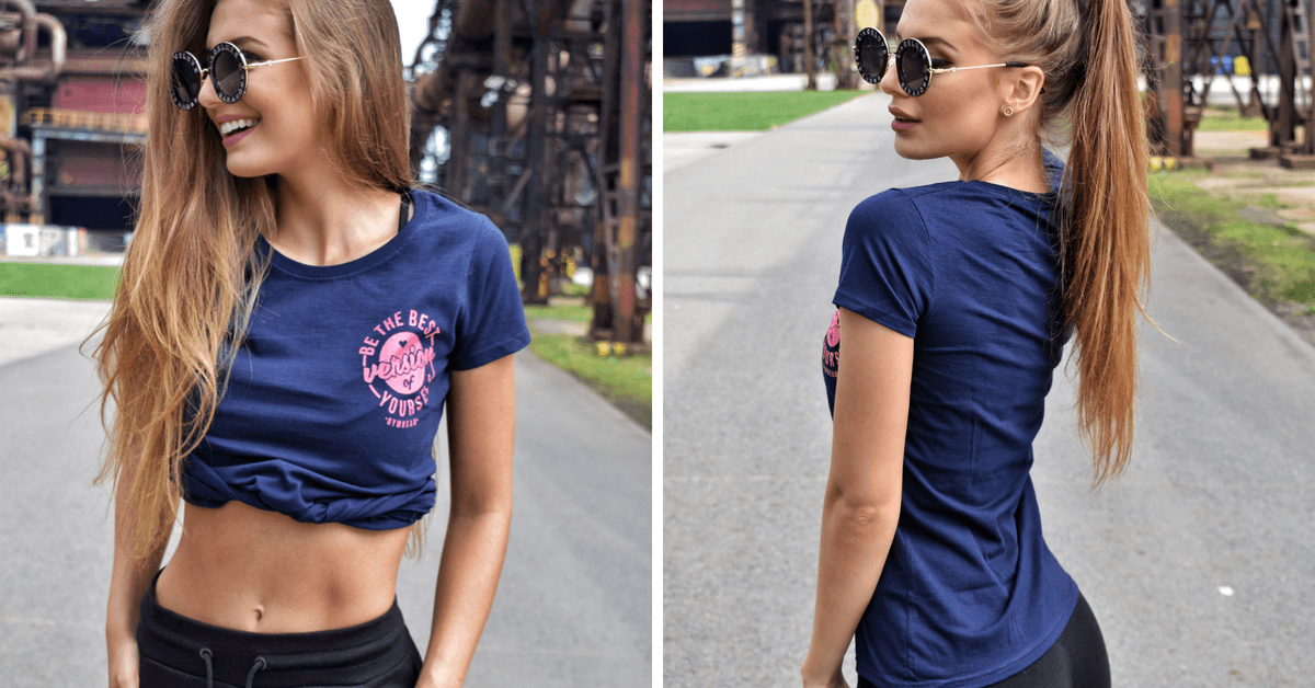 Yυναικεία T-Shirt The Best Version Deep Navy Pink - GymBeam